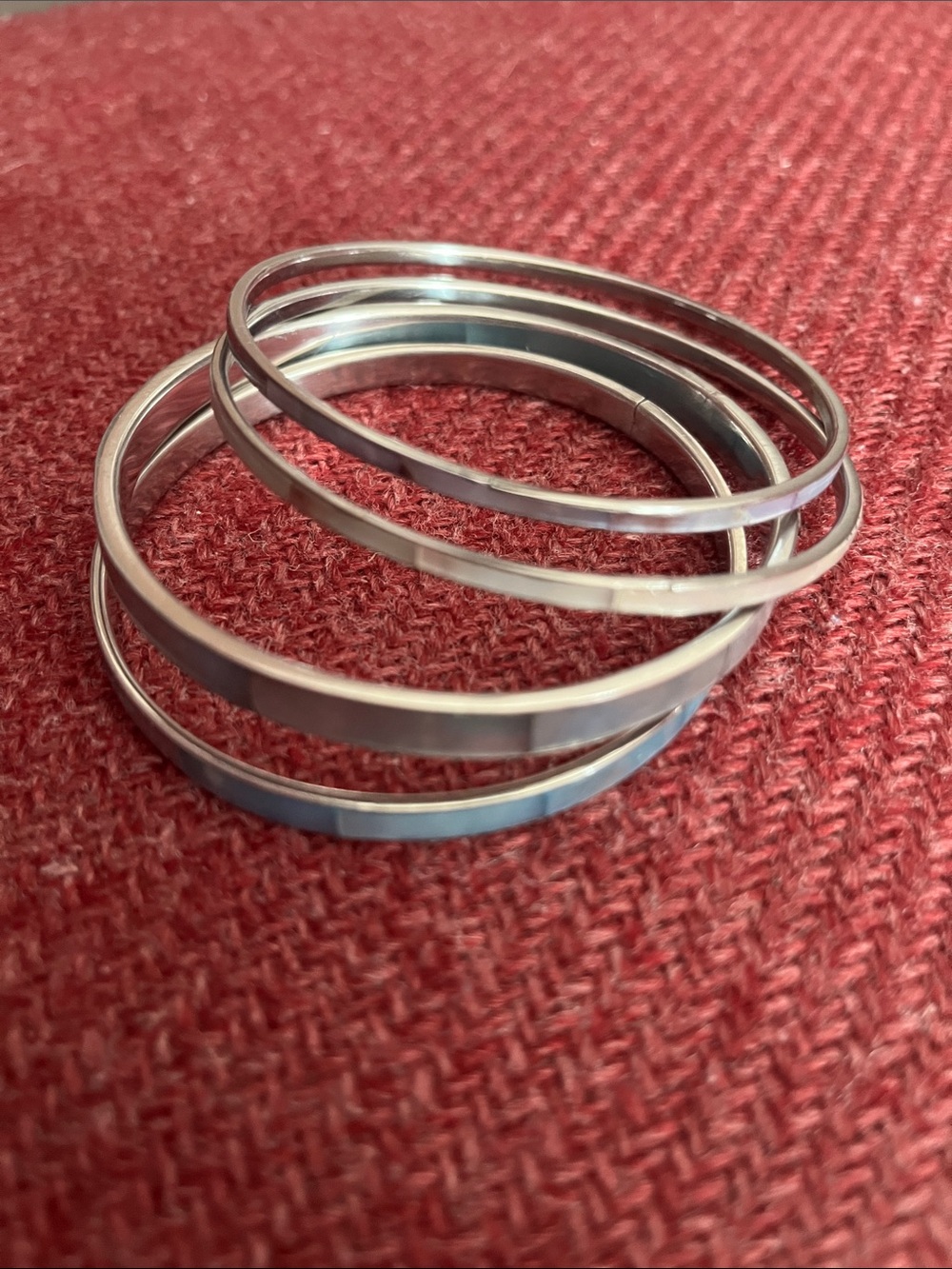 70s/80s Style Mother of Pearl Bangles, Set of 4, Pastels